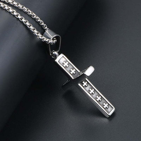 Religious Jewelry Necklace with cross pendant and titanium steel chain.