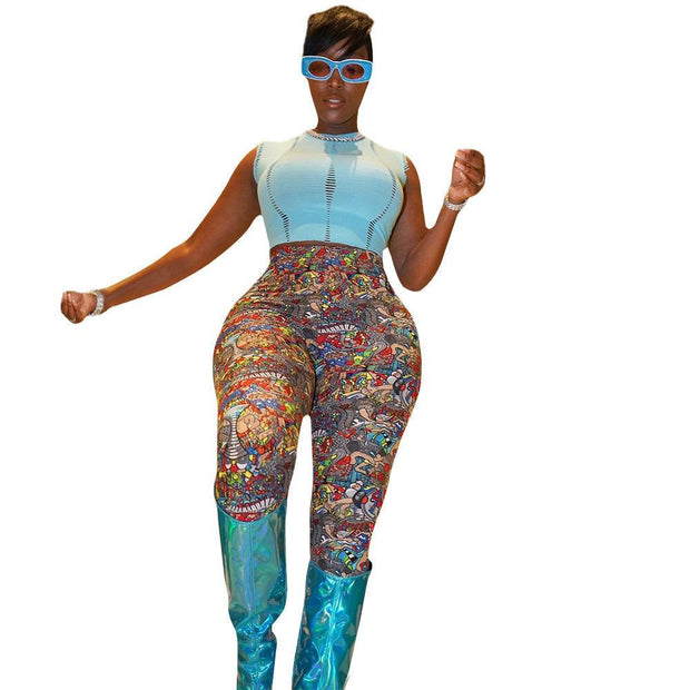Casual Silk Print Leggings with vibrant patterns styled for a chic look.
