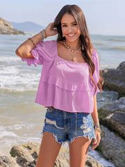 Ruffled Square Neck Blouse