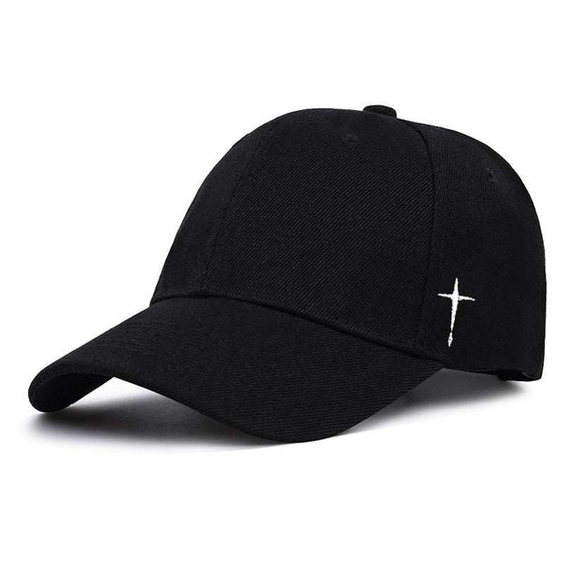 Plus Size Sun Protection Cap for Men in black with UPF 50+, round top baseball style.