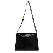 Retro Crossbody Commuter Tote in black with adjustable strap, made from durable PU material.