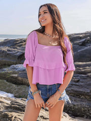 Ruffled Square Neck Blouse