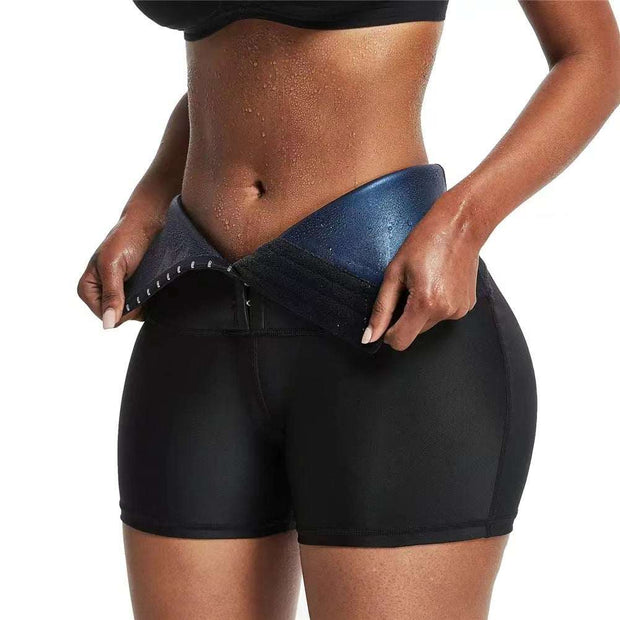 Hip Lifting Ab Shorts with tummy control and hip-lifting design in black and blue.
