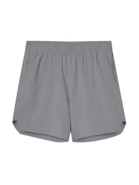 Elastic Waist Active Shorts in gray, featuring a stretchy waistband and breathable fabric for optimal comfort during workouts.