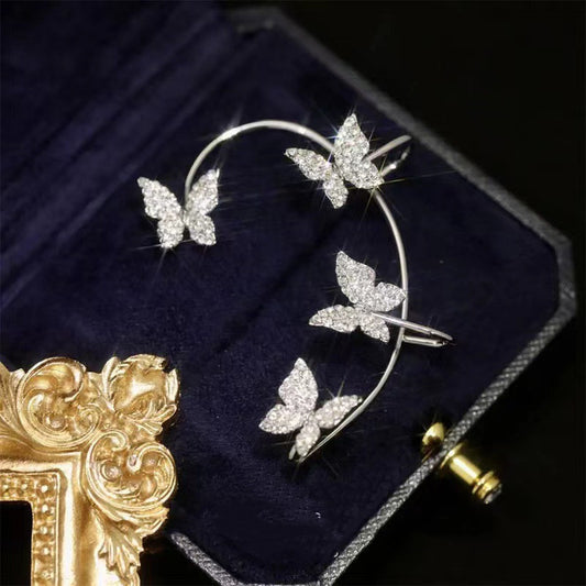 Butterfly Ear Clip and Hook Earrings