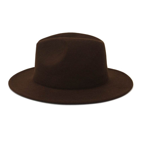 Two-Tone Flat Brim Fedora in brown, stylish and versatile accessory.