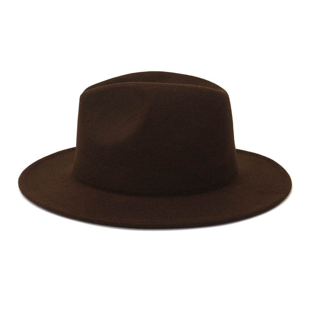 Two-Tone Flat Brim Fedora in brown, stylish and versatile accessory.