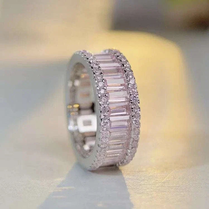925 Sterling Silver Zircon Ring with geometric design and sparkling zircon accents from Hot Topic Goods