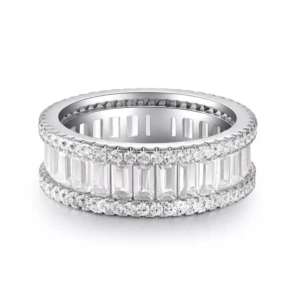 925 sterling silver zircon ring with geometric design and sparkling accents from Hot Topic Goods