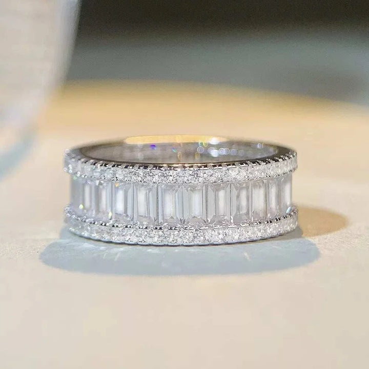 925 Sterling Silver Zircon Ring with geometric design and sparkling zircon accents from Hot Topic Goods