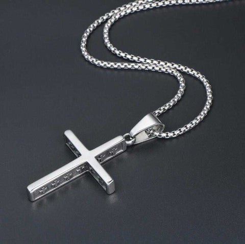 Religious Jewelry Necklace with cross pendant on titanium steel chain.