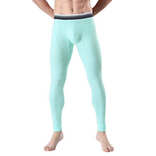 Men's cropped long johns in light green with elastic waistband.