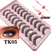 Fluffy mink lashes set with dramatic volume and natural look, featuring a reusable and lightweight design, includes a free gift brush.