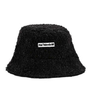 Lambswool Female Fishing Cap, black, short brim, retro style.