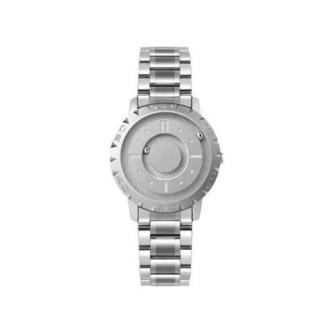 Magnetic Pointer Watch with sleek stainless steel strap and innovative design.