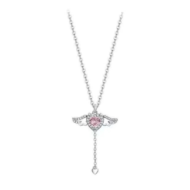 Heart Wings Necklace with delicate heart and wings design, symbolizing love and freedom.