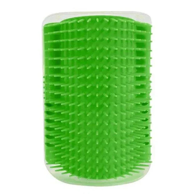 Green Cat Corner Groomer Brush for effective self-grooming, hair removal, and feline comfort.