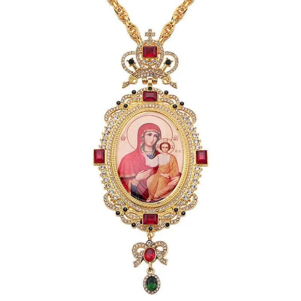 Orthodox Jesus Cross Pendant featuring intricate designs and religious symbolism.