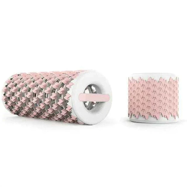 Multifunctional Yoga Pillar in pink, folding adjustable Pilates foam roller for enhanced flexibility and relaxation.