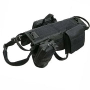 Tactical Military Dog Harness in solid black with durable nylon material and adjustable straps.