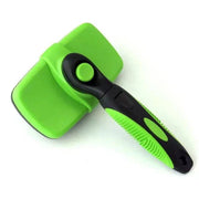 Self Cleaning Dog Brush with easy-clean technology and comfortable grip handle.
