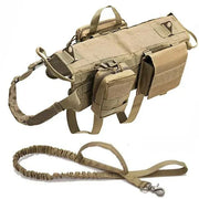 Tactical Military Dog Harness with nylon construction and adjustable straps for all seasons.