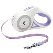 LED lights dog leash with ergonomic handle and retractable design.