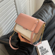 Square Chain Shoulder Bag with elegant chain strap, compact design, and stylish pink finish.