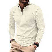Waffle Sports Polo Shirt in solid white with long sleeves and a unique waffle texture for style and comfort.
