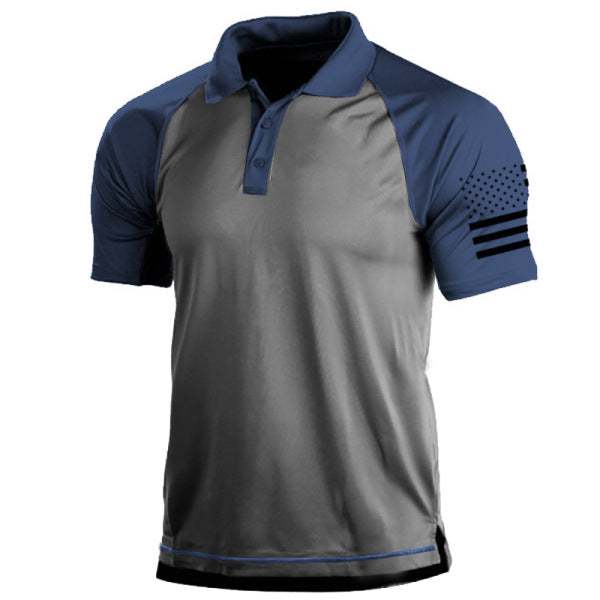 Men's large size t-shirt in gray and blue, ideal for outdoor adventures.