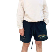 Black printed casual shorts with elastic waistband, ideal for summer style.