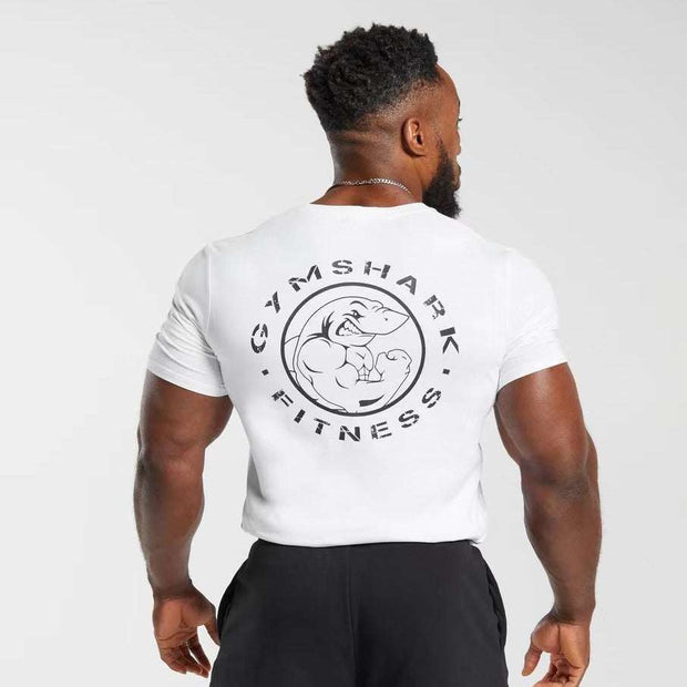 Mens short sleeve shirt with Gymshark Fitness logo, ideal for casual comfort and style.