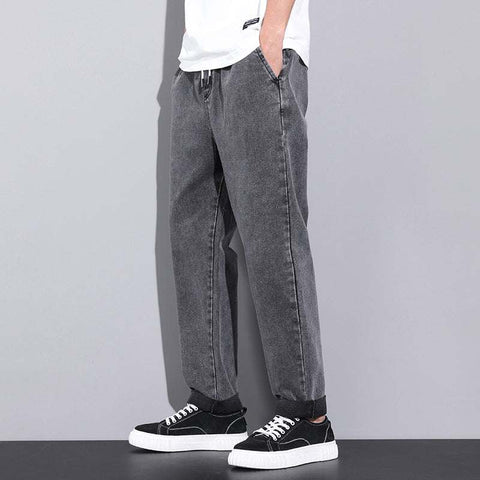 Washed Wide Leg Jeans in gray, high-quality denim, relaxed fit, vintage-inspired washed finish, four-season wear.