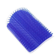 Cat Corner Groomer Brush in blue for self-grooming and hair removal.