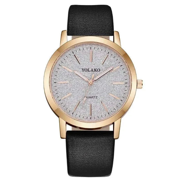 Elegant Full Star Womens Watch with star-accented dial and leather band.