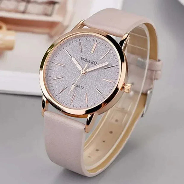 Elegant Full Star Womens Watch with leather band and sparkling star accents.