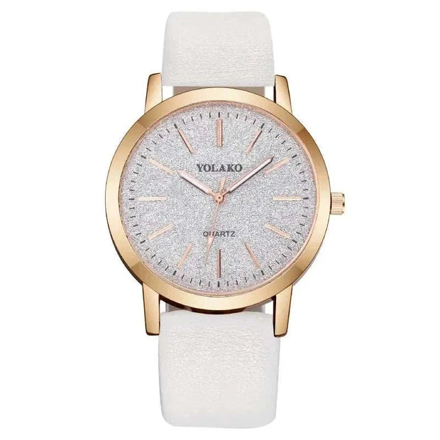 Elegant Full Star Womens Watch with star-accented dial and leather band.