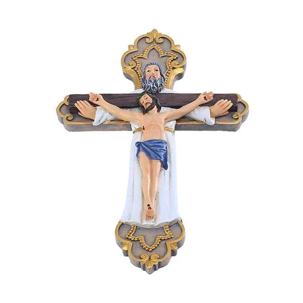 Religious Cross Wall Ornament with intricate design and holy crucifix.