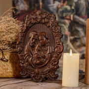 Religious Holy Family Wooden Icon depicting Jesus, Mary, and Joseph, intricately carved for faith and devotion.