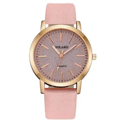 Elegant Full Star Womens Watch with pink leather band and star-accented dial.