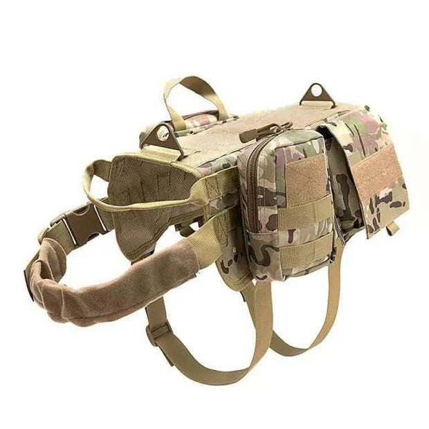 Tactical Military Dog Harness with durable nylon, adjustable fit, and solid pattern for all seasons.