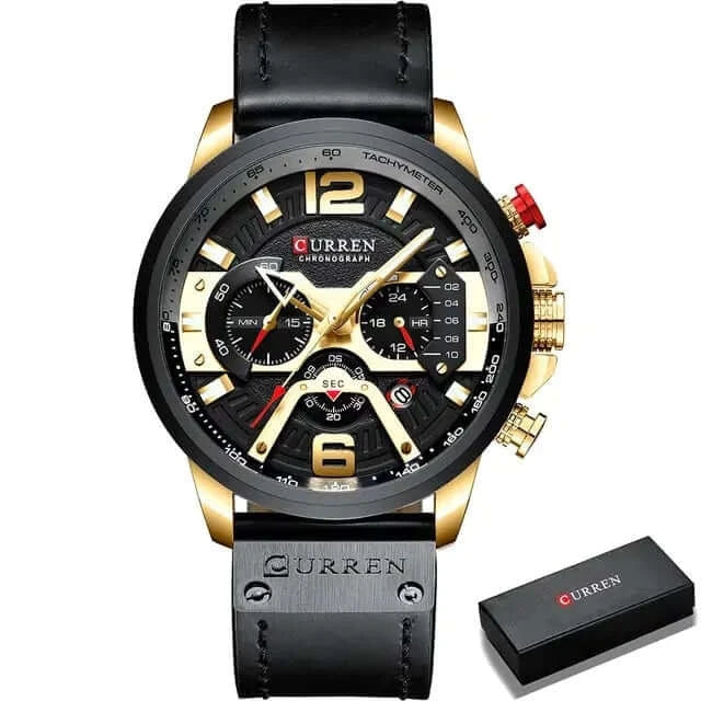 Military Leather Chronograph Watch