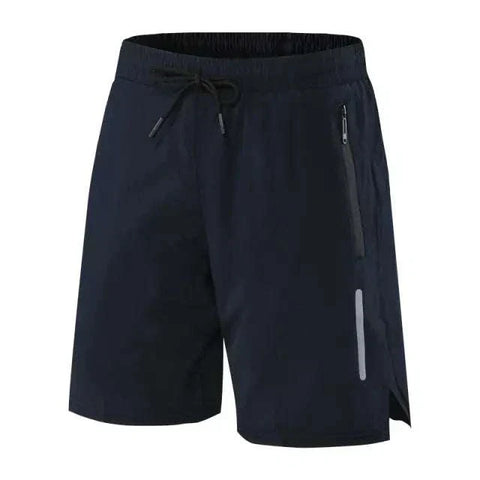 Gym Shorts for Men in black with a modern design, featuring zippered pockets and an adjustable waistband.