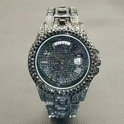 Luxury crystal watch for men with exquisite crystal embellishments and elegant design.