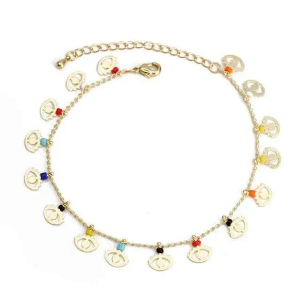 Charm bracelet with colorful charms and secure clasp.