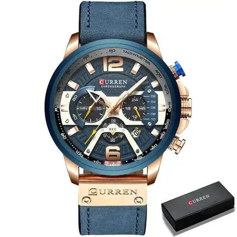 Military Leather Chronograph Watch with robust leather strap and precision chronograph functions.