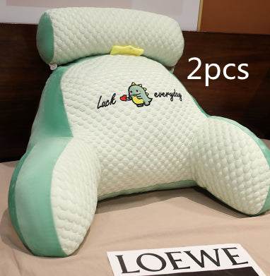 Fluffy Sofa Cushion Pillow with dinosaur embroidery, ergonomic design, 2-piece set, soft and durable.