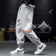Gray Casual Velvet Padded Pants with elastic waistband and ankle cuffs, perfect for comfort and warmth.