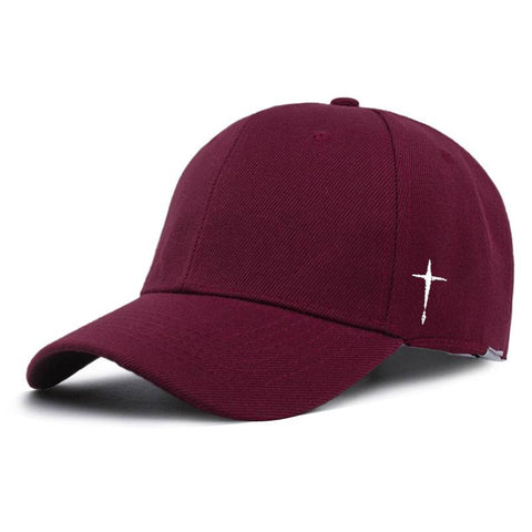 Plus size sun protection cap for men in wine red color.