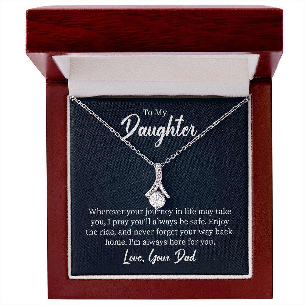 Alluring Beauty Necklace for Daughter from Dad with cubic zirconia pendant and gold finish from Hot Topic Goods